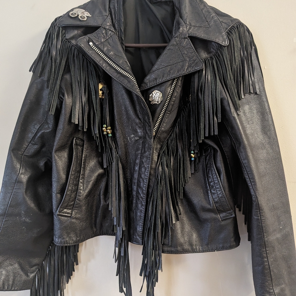 Women's fringe leather jacket